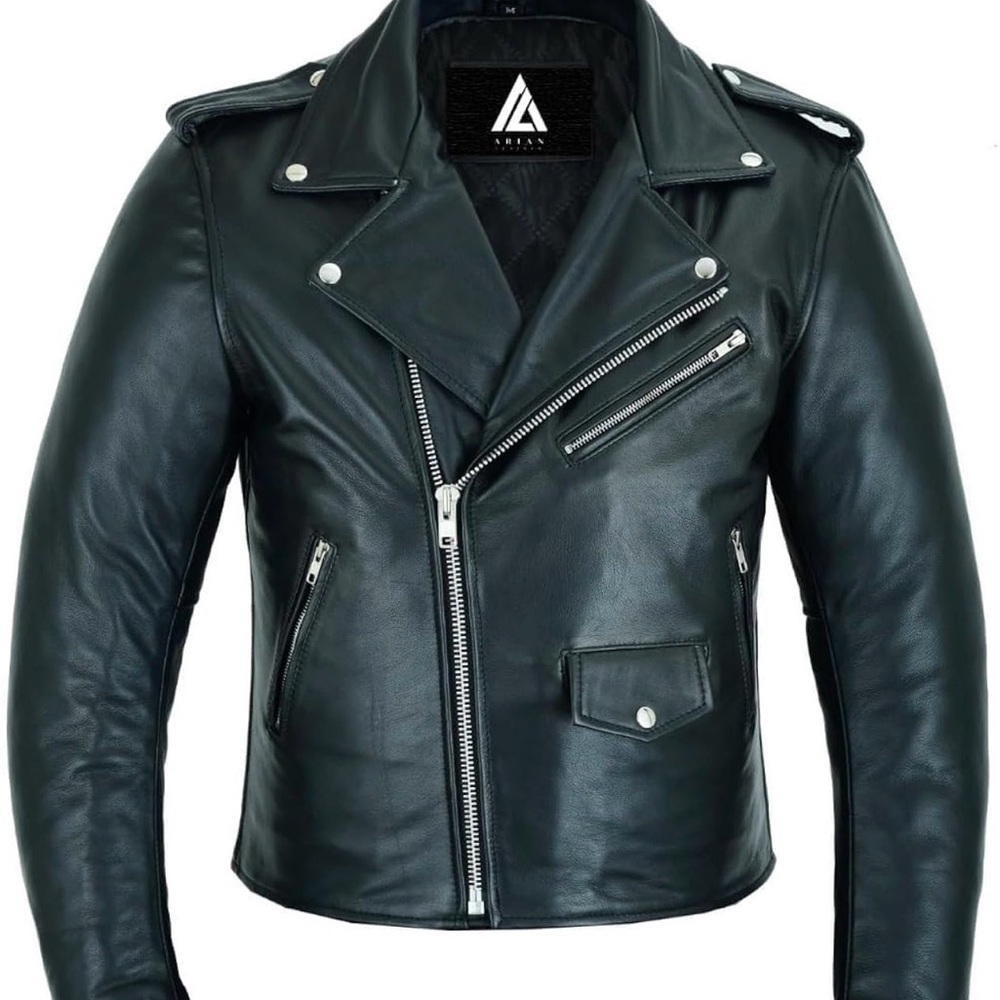 Aria Black Antelope  solf Leather Classic Motorcycle Men's Jacket Slim Fit
